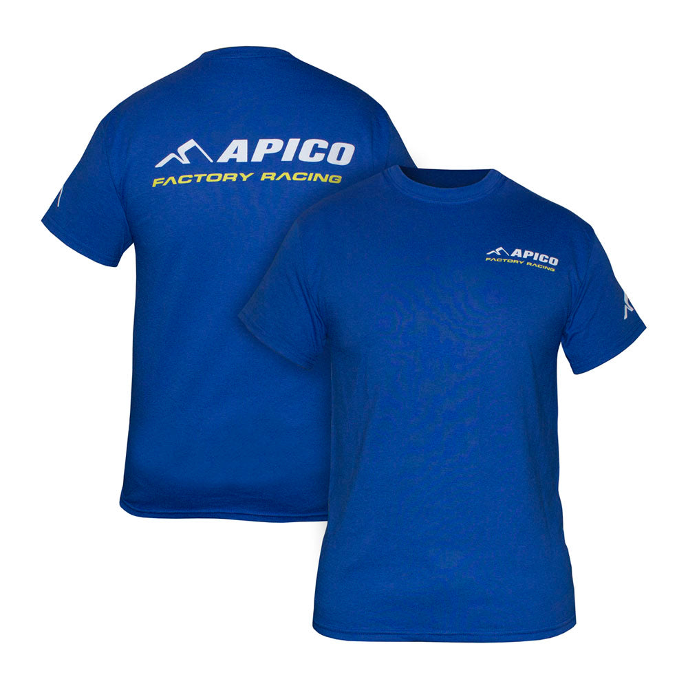 APICO TEAM CREW NECK TEE SHIRT BLUE/WHITE/YELLOW MEDIUM