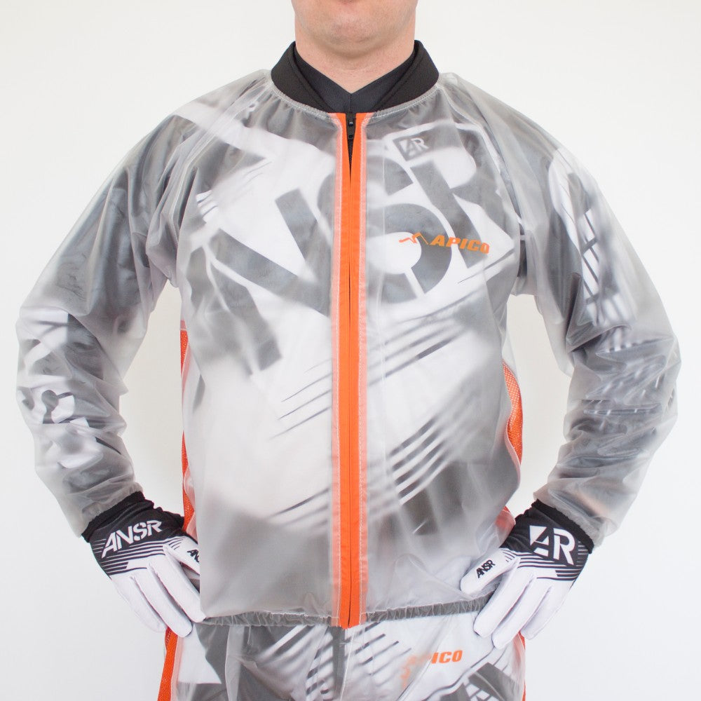 APICO CLEAR RAIN JACKET SMALL CLEAR/FLUORESCENT ORANGE