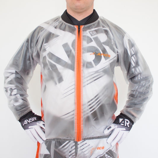 APICO CLEAR RAIN JACKET MEDIUM CLEAR/FLUORESCENT ORANGE