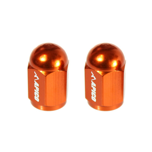 CNC ALUMINIUM VALVE CAP 2-PACK ORANGE