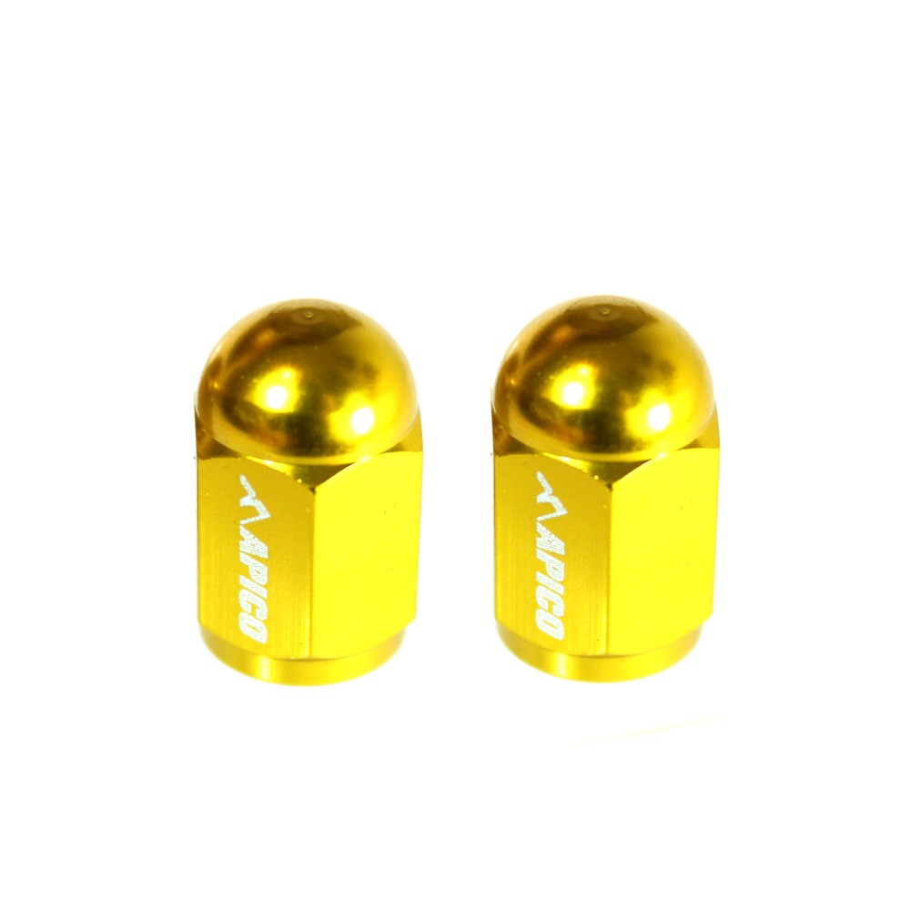 CNC ALUMINIUM VALVE CAP 2-PACK YELLOW