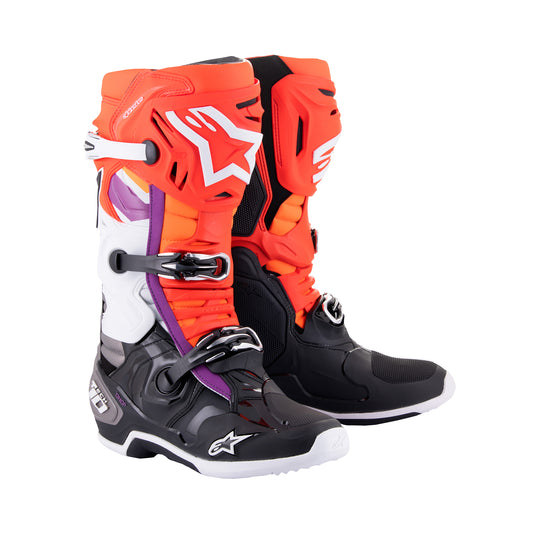 Alpinestars Tech 10 - Black Red Fluo Orange Fluo Wht - US 10 / EU 44.5