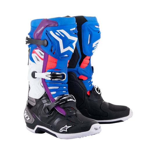 Alpinestars Tech 10 Supervented - Black Enamel Blue Purple White - US 10 / EU 44.5