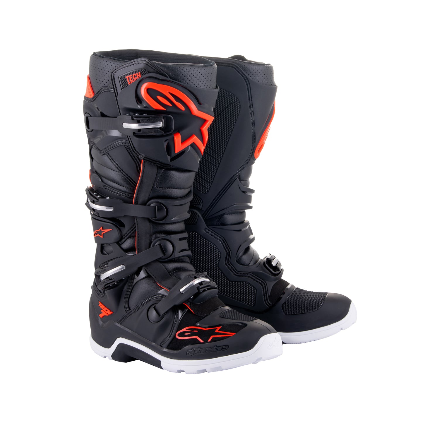 Alpinestars Tech 7 Enduro - Black Red Fluo - US 10 / EU 44.5