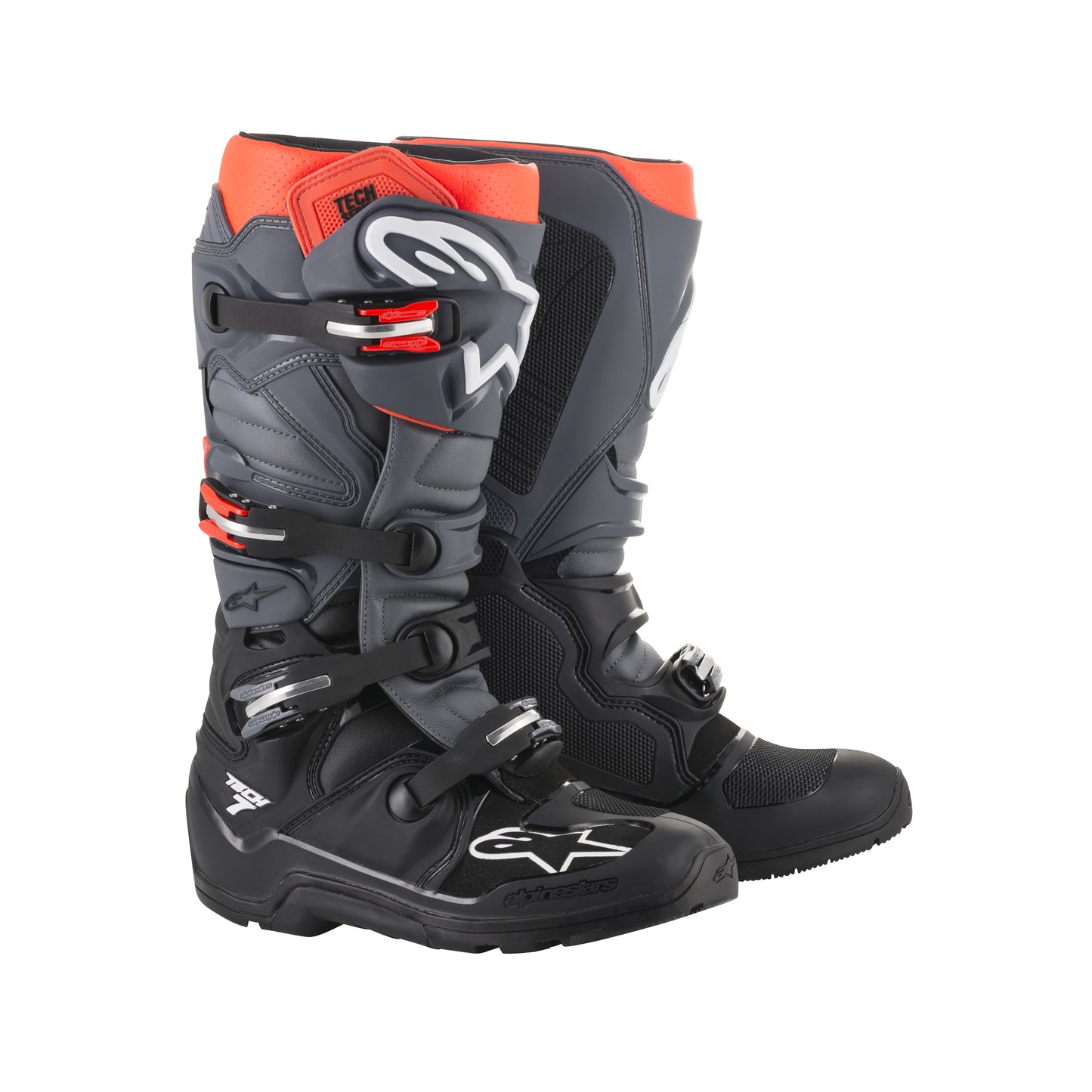 Alpinestars Tech 7 Enduro - Black Gray Red Fluo - US 7 / EU 40.5