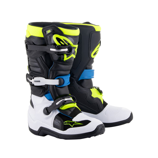 Alpinestars Tech 7S Youth - Black Enamel Blue Yellow Fluo - US 2 / EU 34