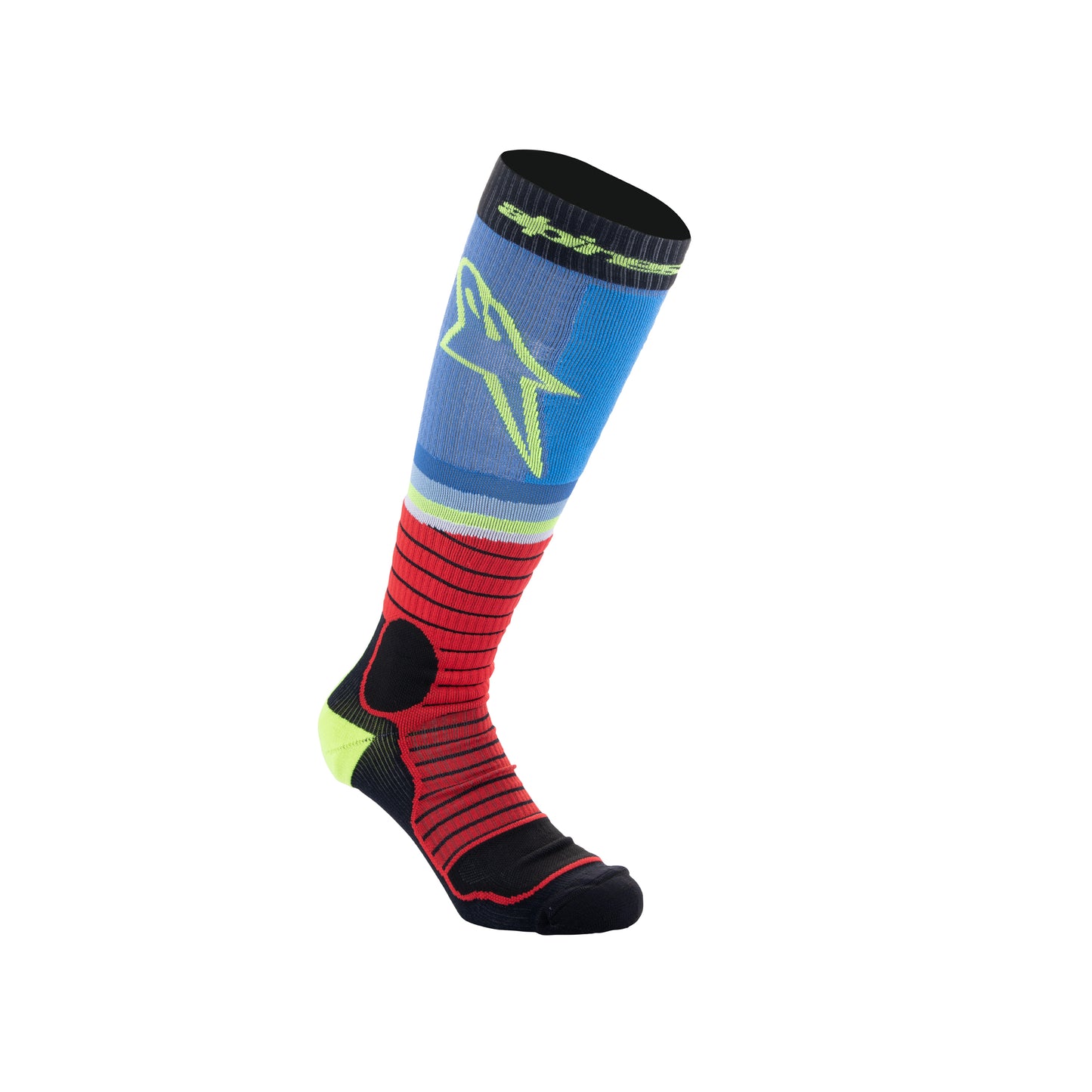 Alpinestars MX Pro Socks Black Red Light Blue - L (US 11.5-13.5 /  EU 45-48)