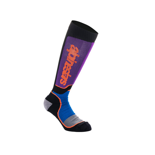 Alpinestars MX Plus Socks Black Royal Blue Purple - L (US 11.5-13.5 /  EU 45-48)