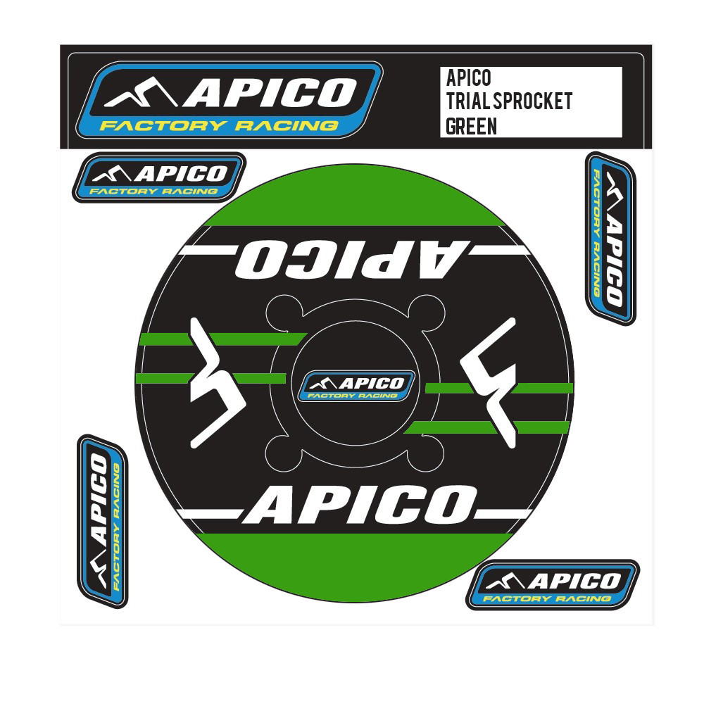 APICO TRIALS REAR SPROCKET STICKER 41T-42T GREEN