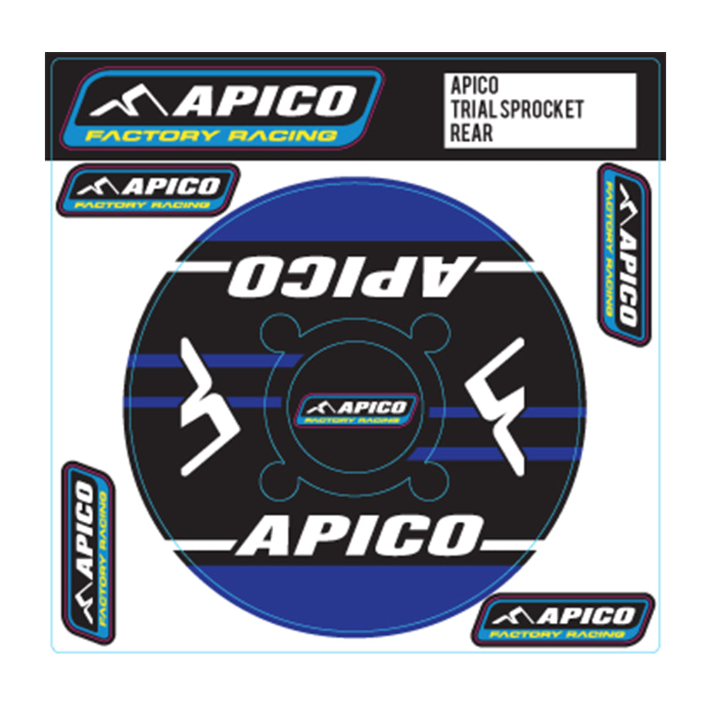 APICO TRIALS REAR SPROCKET STICKER 40T BLUE