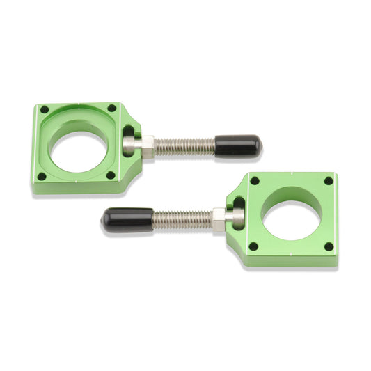 CHAIN ADJUSTER BLOCKS KAWASAKI KX125-250 04-08, KX250F 04-16, KX450F 06-15 GREEN