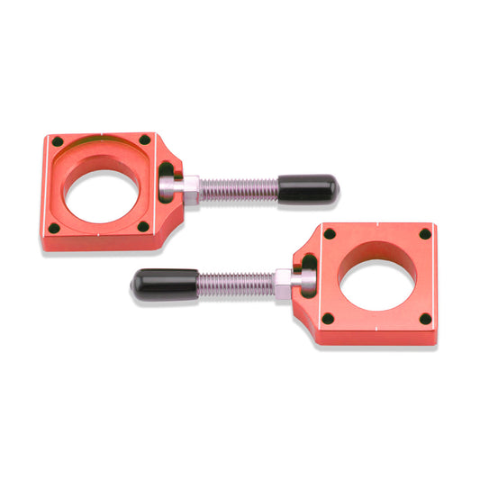 CHAIN ADJUSTER BLOCKS KAWASAKI KX125-250 04-08, KX250F 04-16, KX450F 06-15 RED