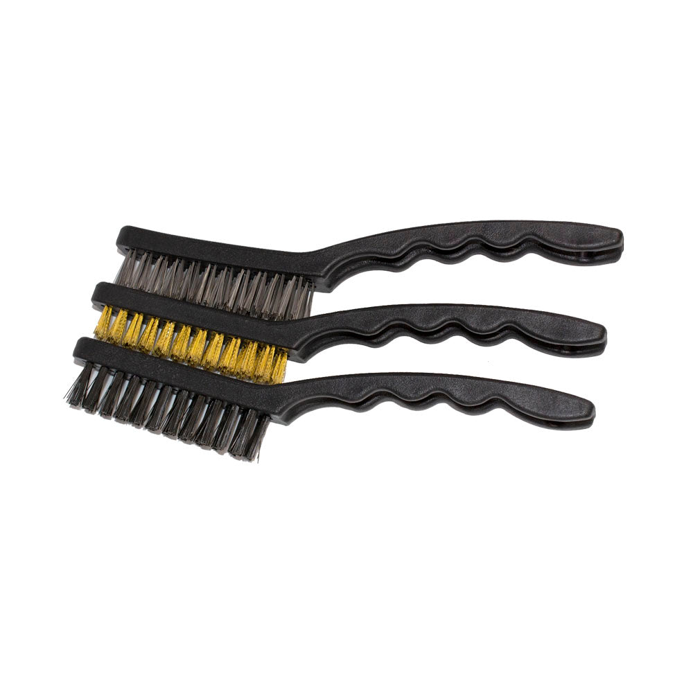 WORKSHOP 3PCS CLEANING BRUSH SET,  X1 NYLON, X1 BRASS, X1 STEEL