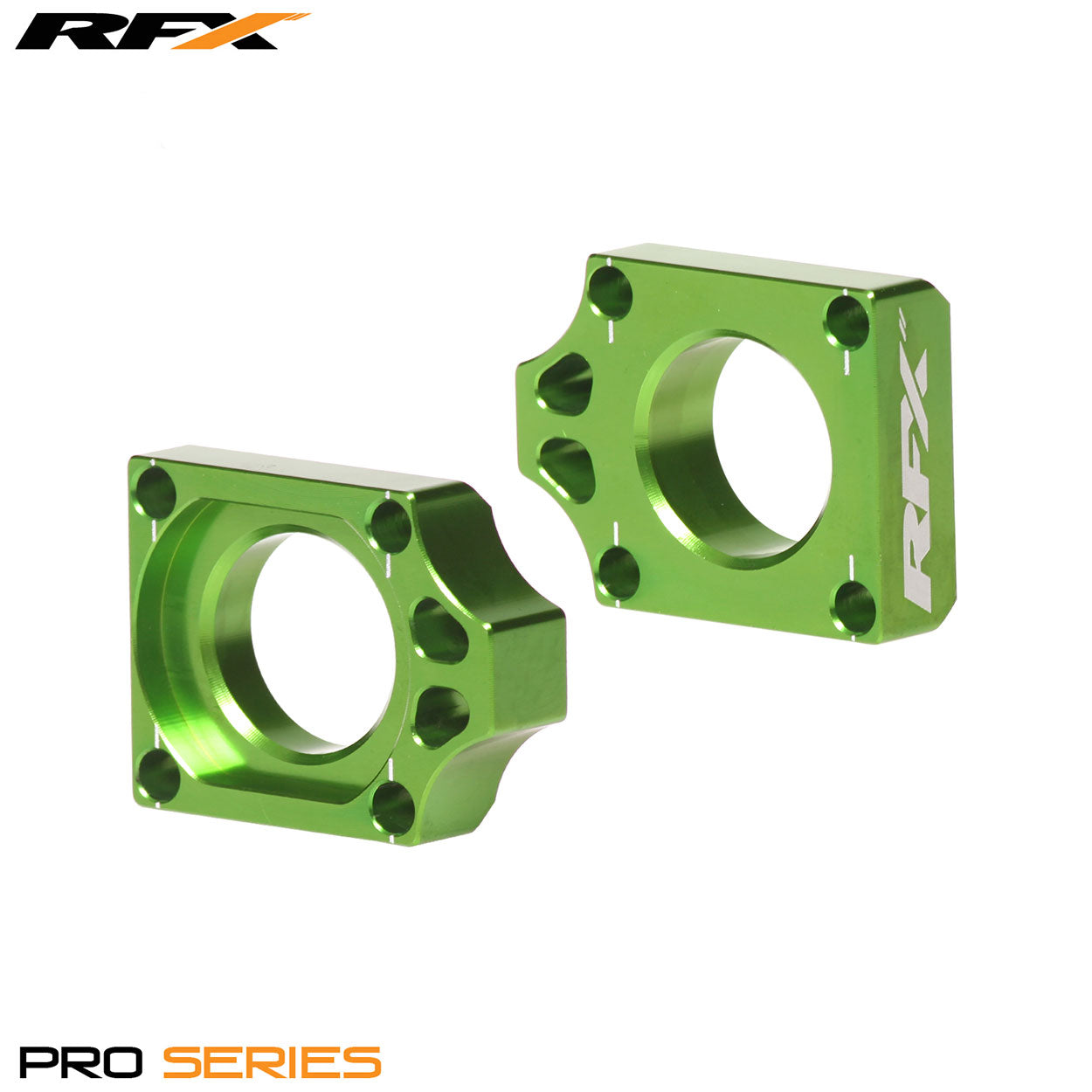 RFX Pro Rear Axle Adjuster Blocks Green Kawasaki KXF250 04-16 KXF450 05-15 KLX450 08-14 KX125/250 03-08