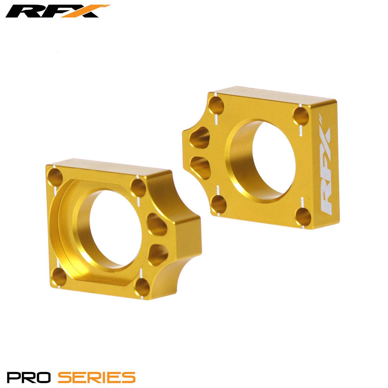 RFX Pro Rear Axle Adjuster Blocks (Yellow) Suzuki RMZ250/450 06-24