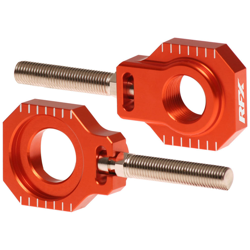 RFX Pro 2 Rear Axle Adjuster Blocks (Orange) KTM SX/SXF 125-525 05-12 EXC/EXCF 05-23