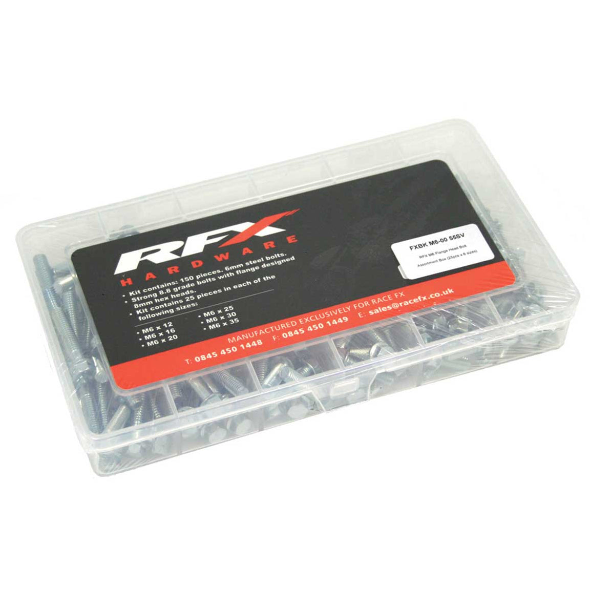 RFX M6 Flange Head Bolt Assortment Box (25pcs x 6 sizes)  12/16/20/25/30/35mm