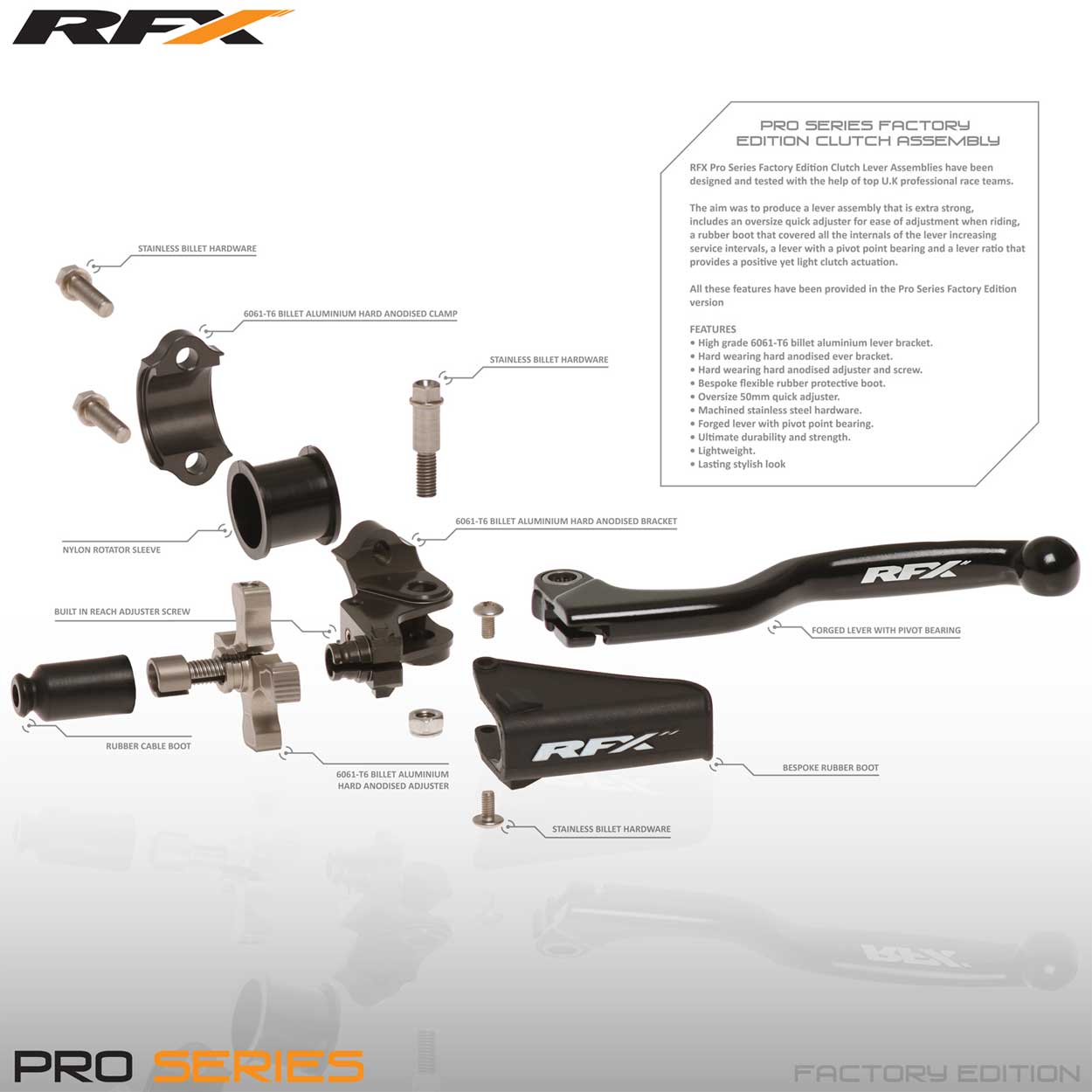 RFX Pro Clutch Assembly Replacement Bolt Set (4Pc) (Pivot Bolt and Nut + Bracket Bolts)