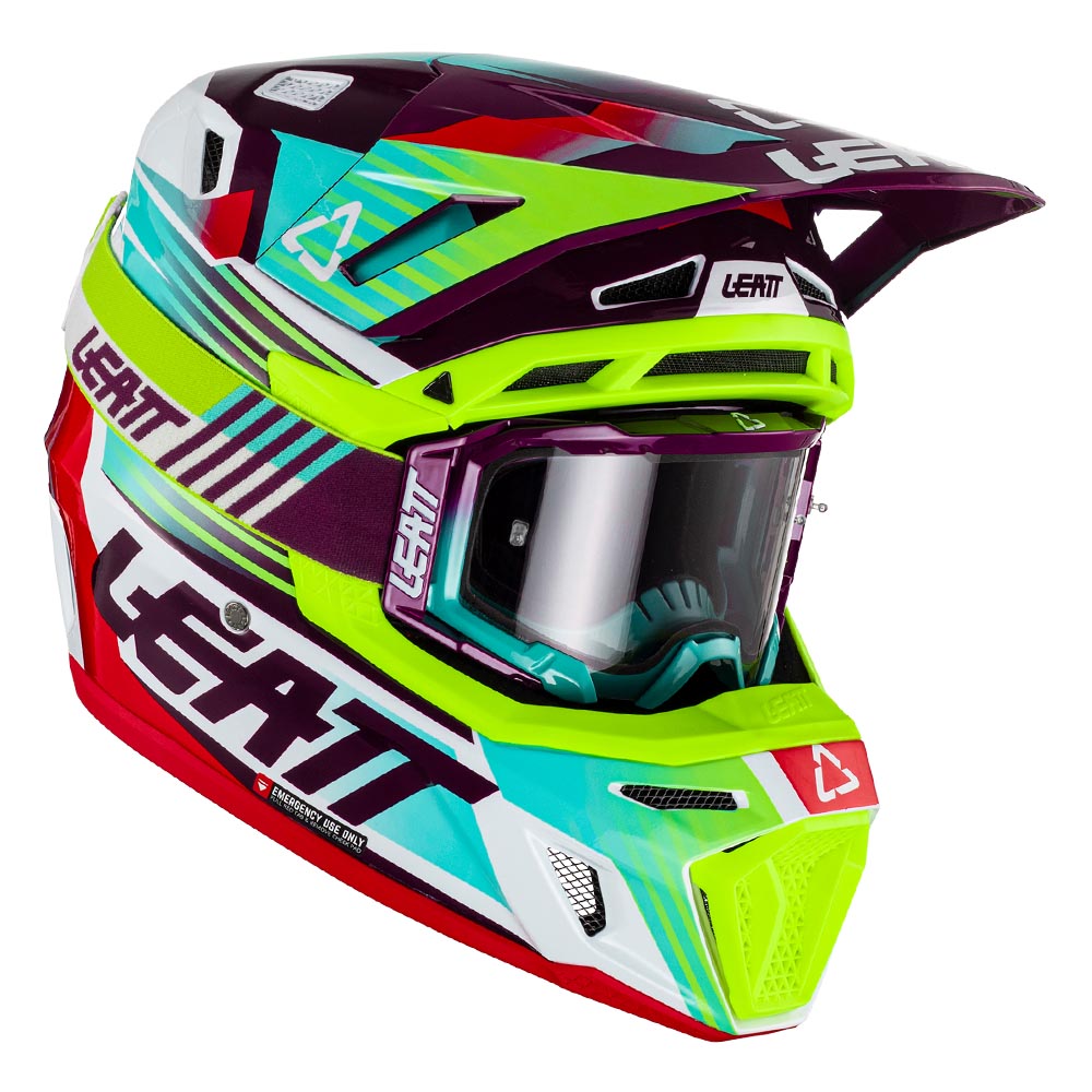 HELMET MOTO 8.5 V23 NEON SMALL (55-56CM) INCLUDES 5.5 GOGGLE + HELMET BAG