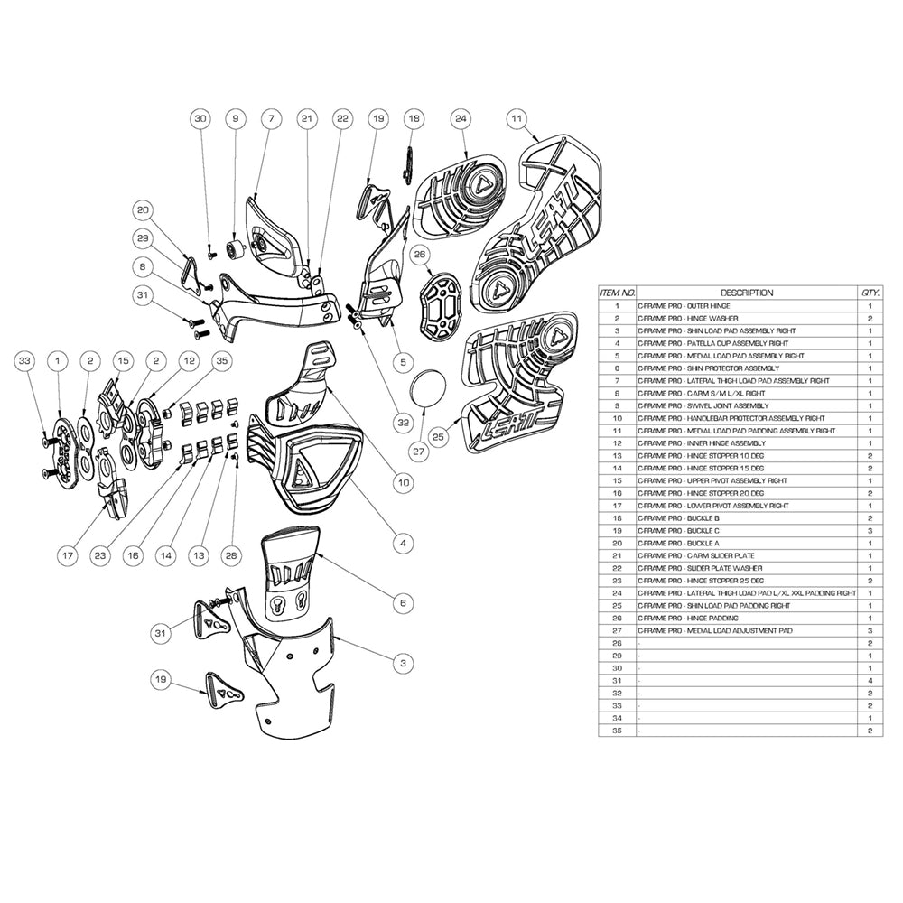 KNEE BRACE BOLT KIT C-FRAME PAIR