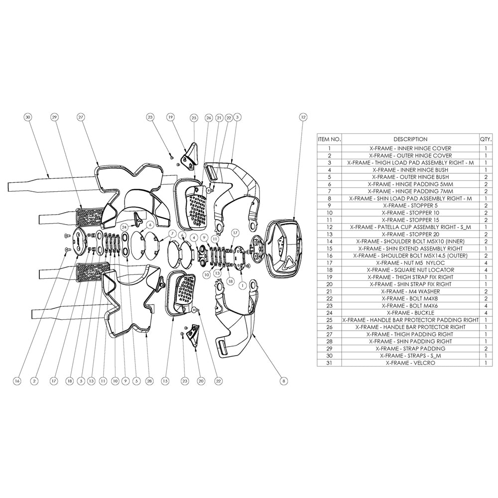 KNEE BRACE BOLT KIT X-FRAME PAIR