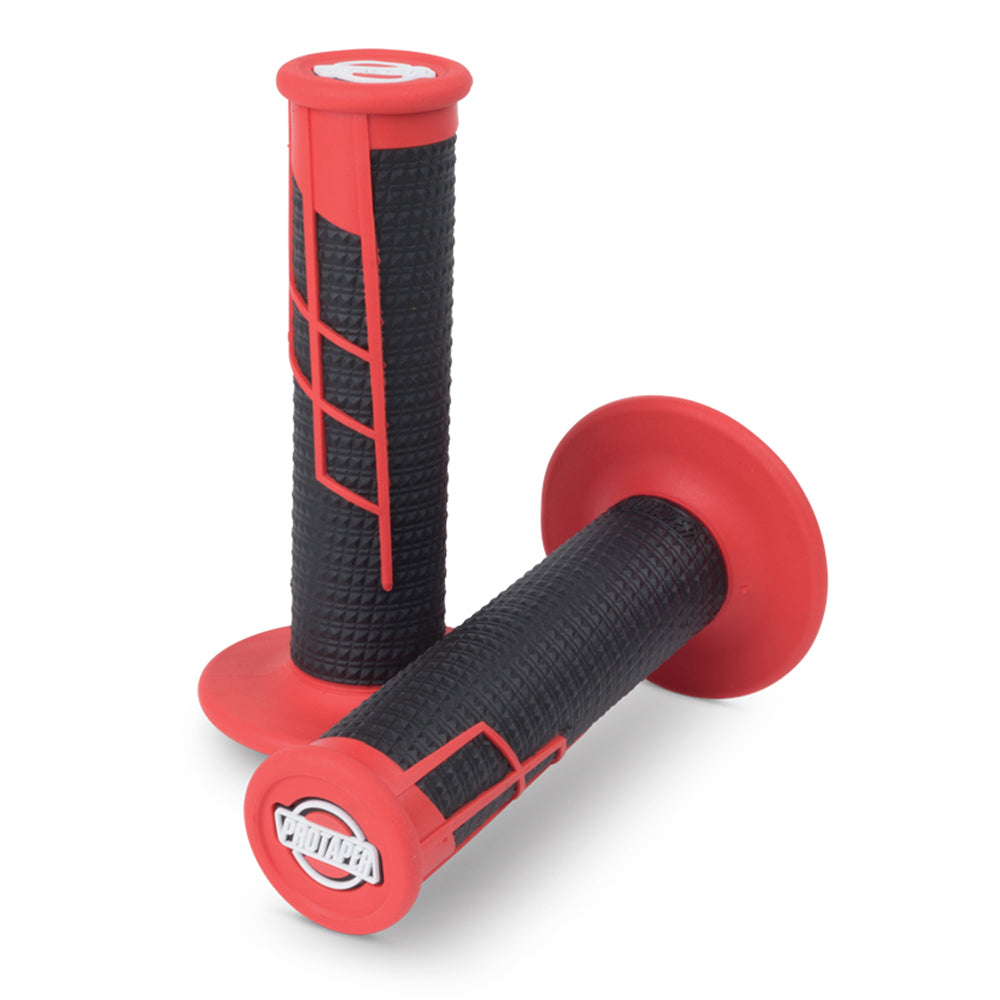 HANDLEBAR GRIP CLAMP ON HALF WAFFLE RED/BLACK