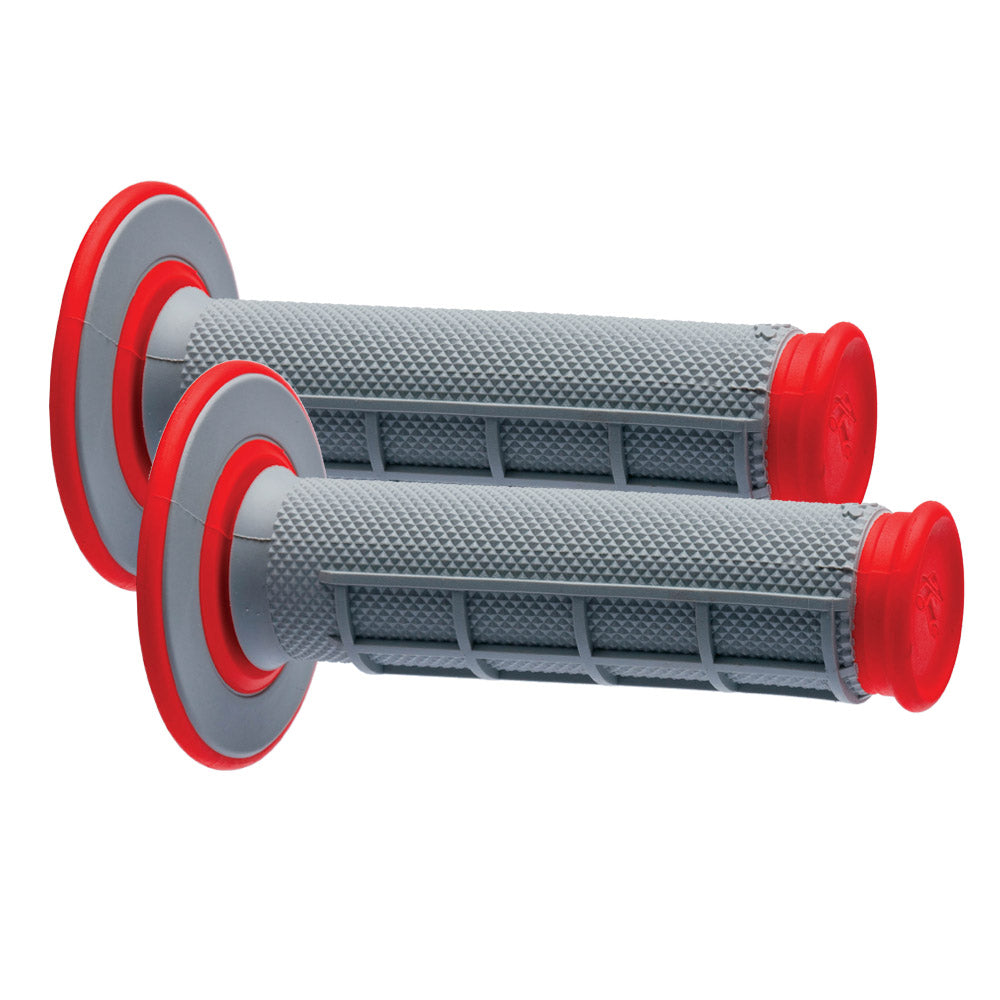 HANDLEBAR GRIP MX DUAL COMPOUND 1/2 WAFFLE GREY/RED