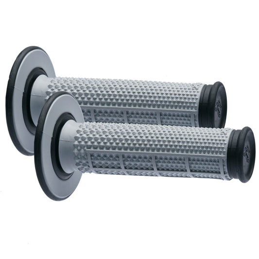 HANDLEBAR GRIP MX DUAL COMPOUND TAPERED 1/2 WAFFLE GREY/BLACK