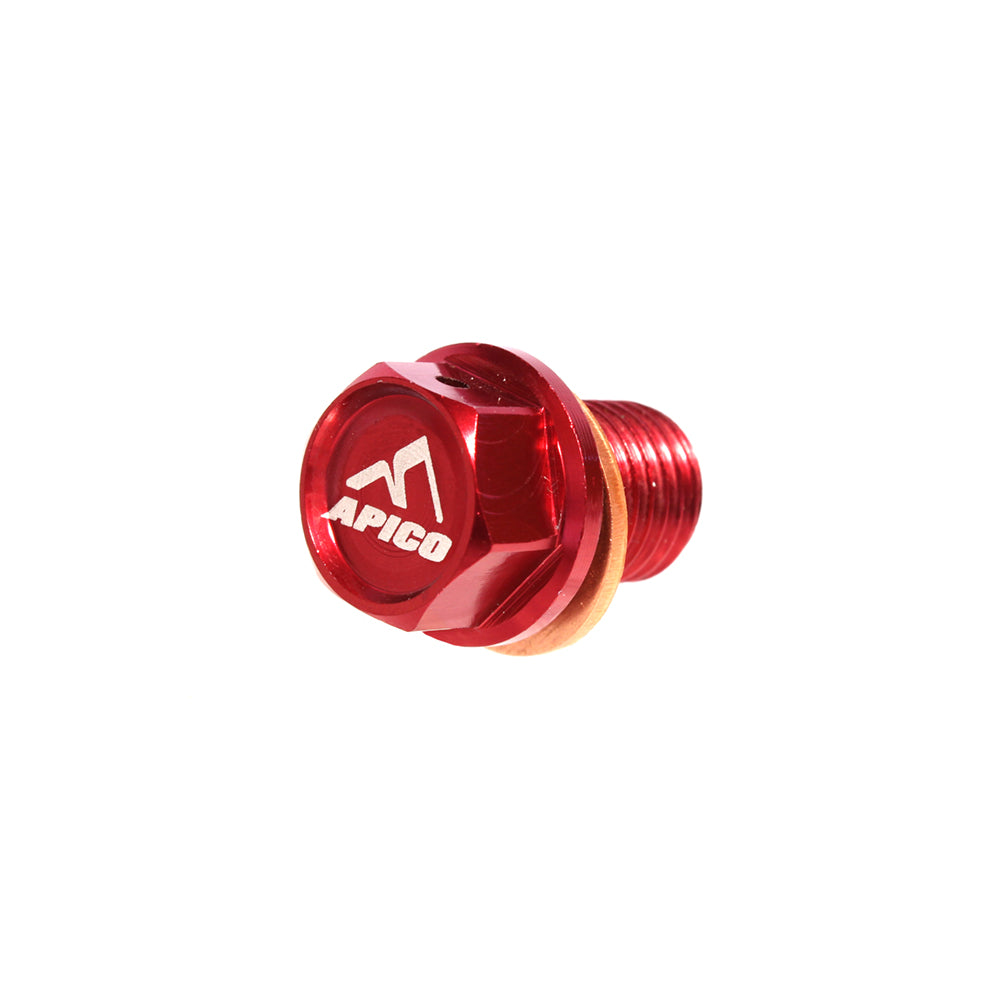 MAGNETIC SUMP DRAIN BOLT M12 X 15MM X 1.5 HONDA/YAM CR60-85 83-07, CR125-500 83-07, YZ250 97-23 RED