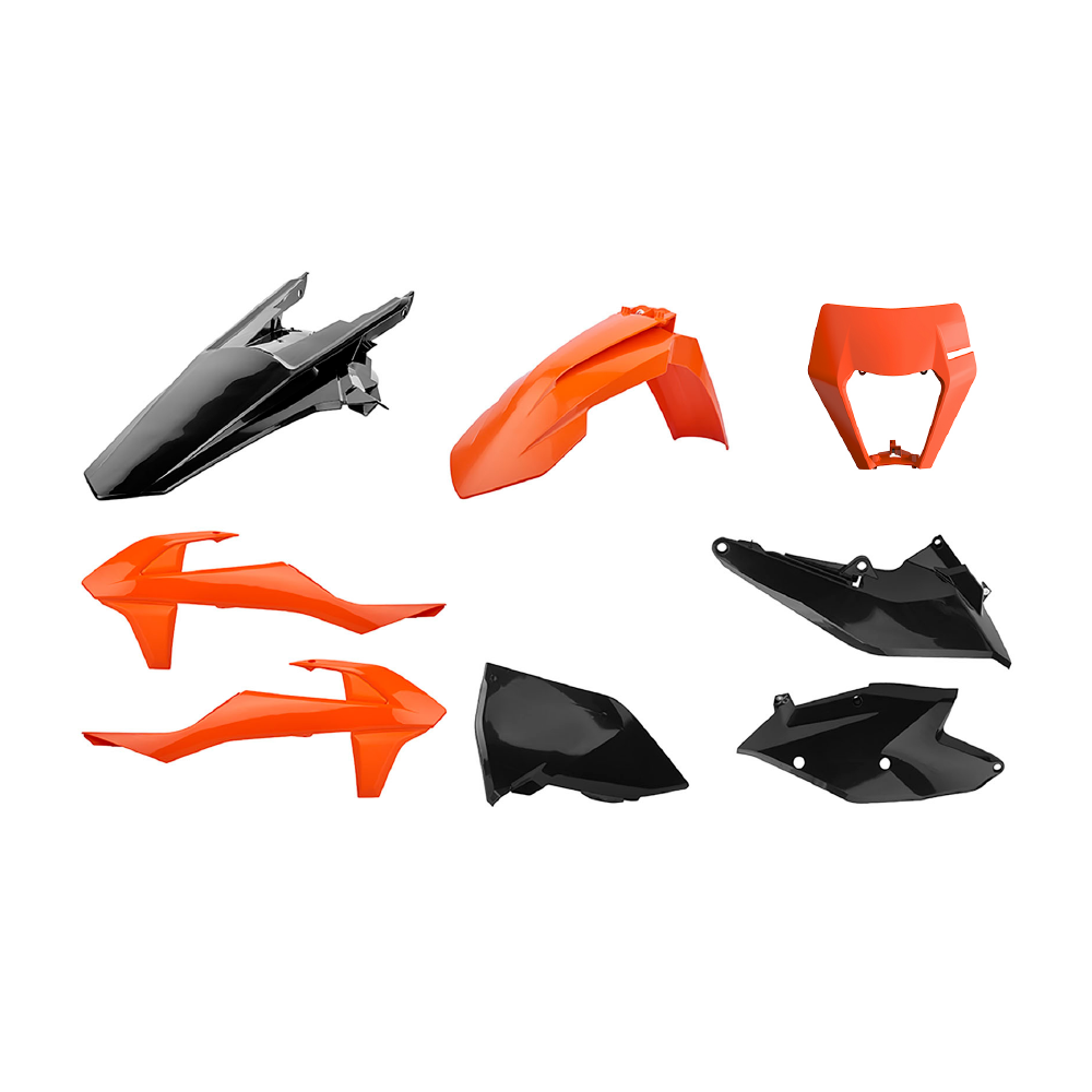 BOX KIT ENDURO WITH HEADLIGHT MASK KTM EXC/EXC-F 17-19 ORANGE/BLACK