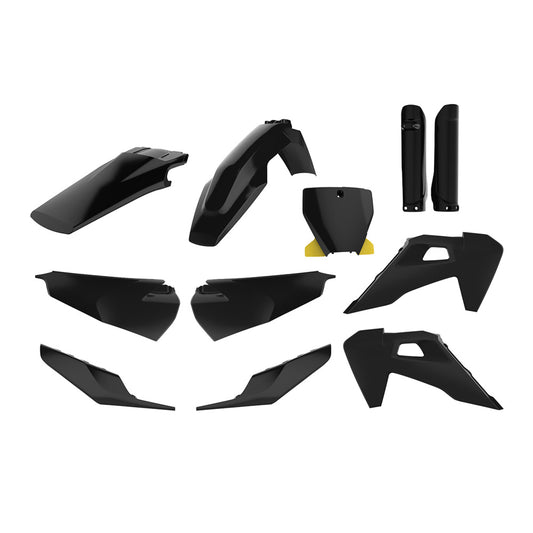 BOX KIT HUSQVARNA TC/FC/TX/FX 19-22 (INC FORK GUARDS) BLACK