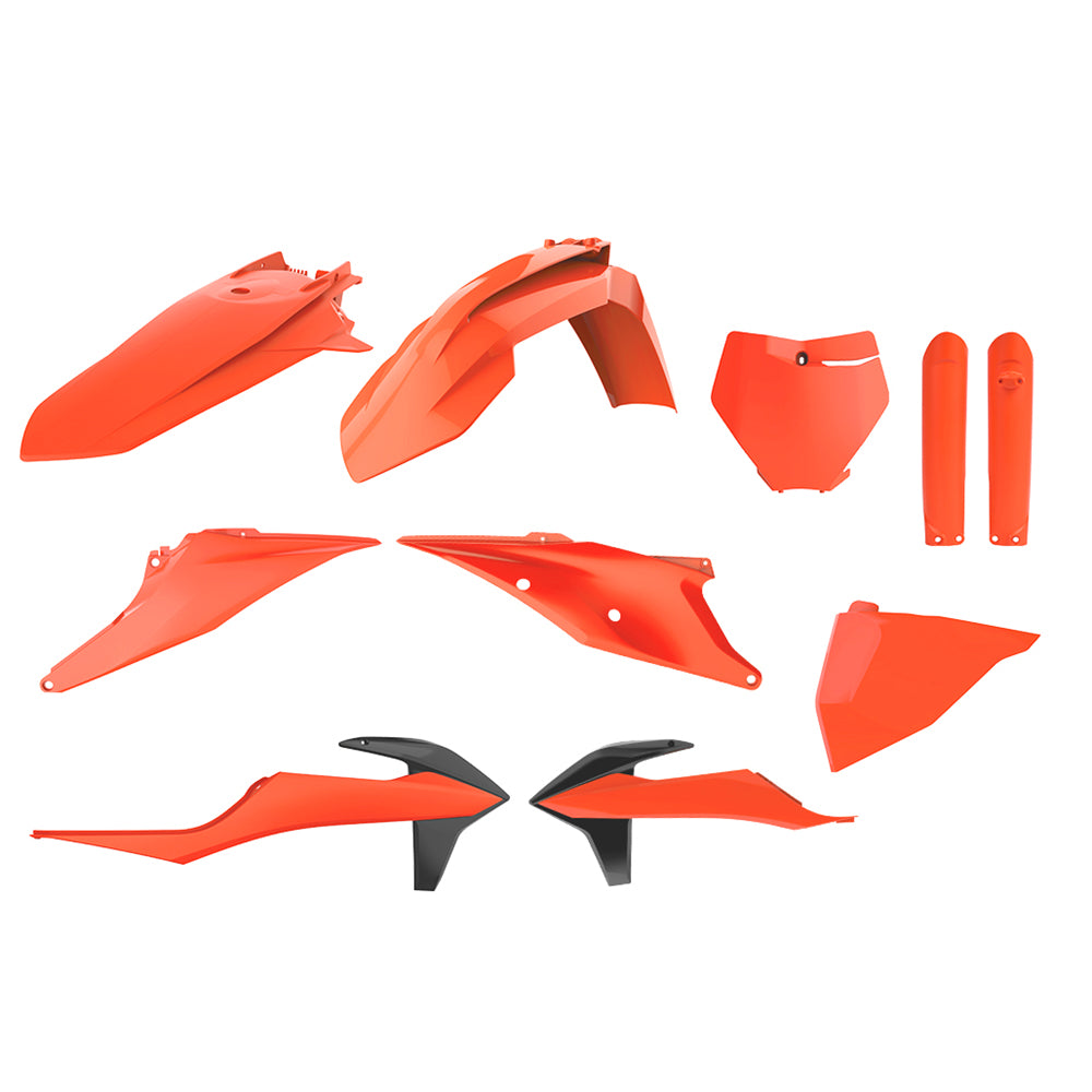 BOX KIT KTM SX/SX-F/XC/XC-F 19-22 (INC FORK GUARDS) FLO ORANGE