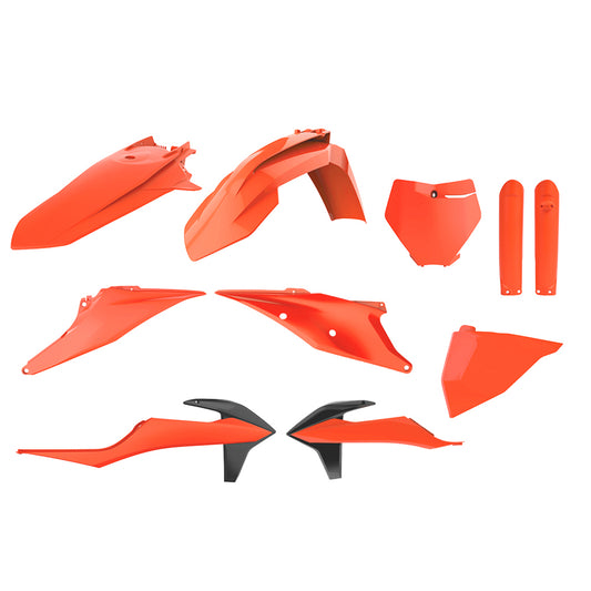 BOX KIT KTM SX/SX-F/XC/XC-F 19-22 (INC FORK GUARDS) FLO ORANGE